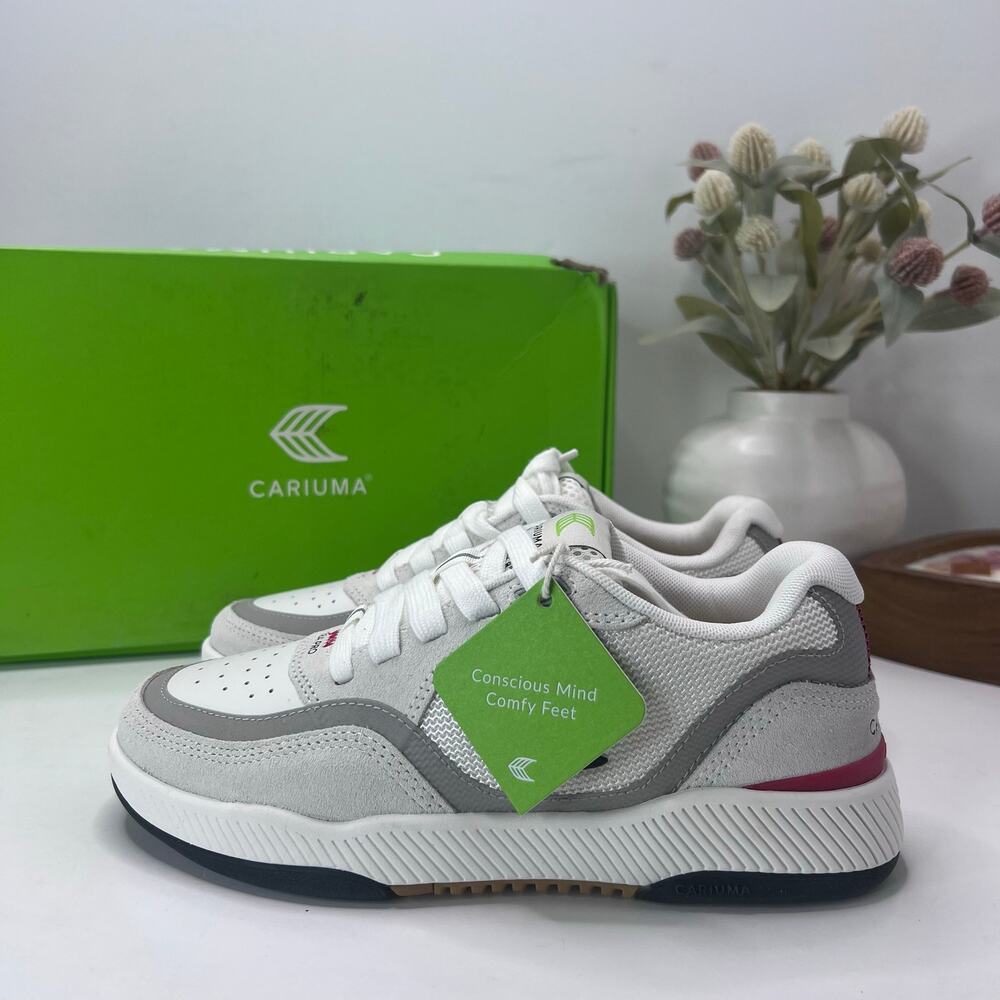 Cariuma UBA PRO Suede/Leather/Mesh Sneaker Smoke White/Red/Gray Women's 6 NWB